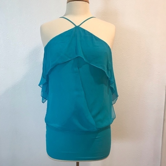 Maxazria Collection halter top Sz S/M aqua wrap - Picture 4 of 8
